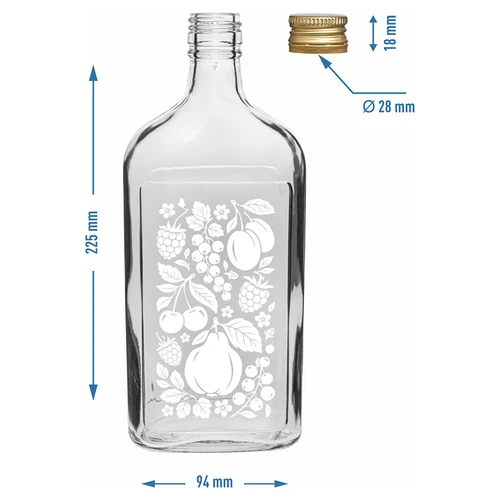 500 ml-es laposüveg csavaros kupakkal és „Gyümölcsök” nyomattal – 2. minta - 5