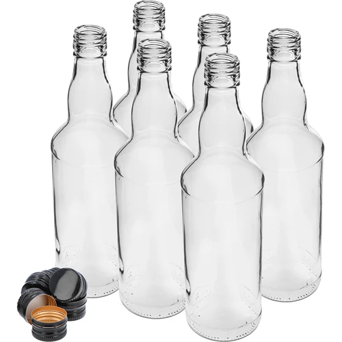 500 ml-es vodkás üveg, fekete kupakkal, 6 db - 2