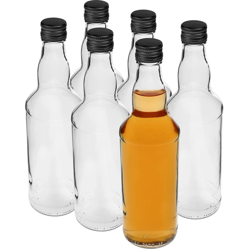 500 ml-es vodkás üveg, fekete kupakkal, 6 db - 3