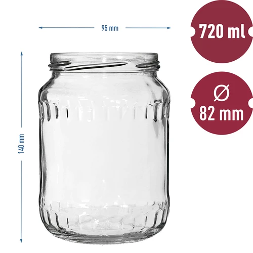 720 ml-es TO befőttesüveg színes fi 82/6 kupakkal - 6 db - 6