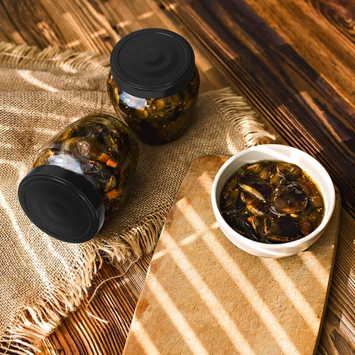 Amfora TO befőttesüveg 106 ml, fekete fi 53 csavaros tetővel - 8 db - 7