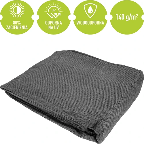 Árnyékoló háló (80%, 140 g/m²) 1,5 x 5 m, grafitszürke - 5