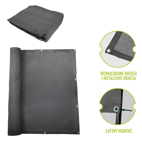 Árnyékoló háló (80%, 140 g/m²) 1,5 x 5 m, grafitszürke - 6