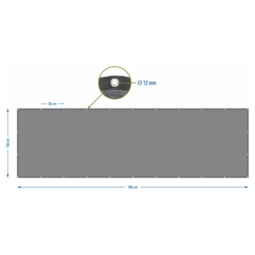 Árnyékoló háló (80%, 140 g/m²) 1,5 x 5 m, grafitszürke - 7