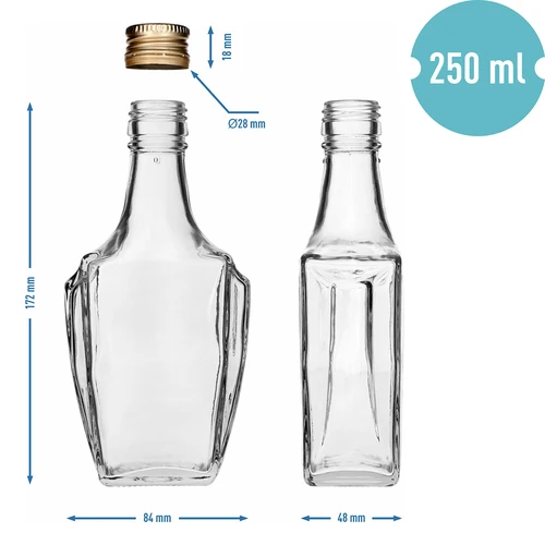 Art Deco 250 ml-es palack fi28-as csavaros kupakkal - 6