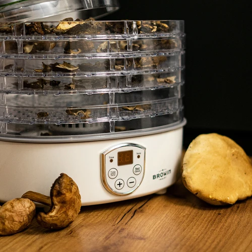 Aszalógép gombák, gyümölcsök, zöldségek és gyógynövények szárításához, hőmérséklet-szabályozással, 240 W, átlátszó - 14