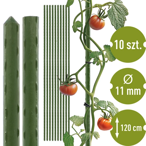 Bioogród kerti karók – bevonatos acél, 1,2 m, fi 11 mm, 10 db