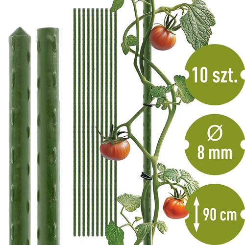 Bioogród kerti támaszpálcák – bevonatos acél, 0,9 m, fi 8 mm, 10 db