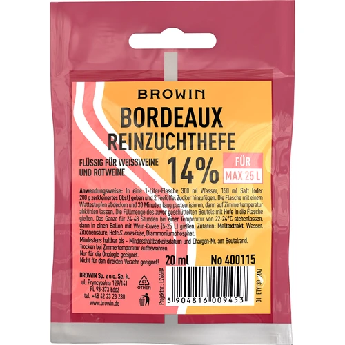 Bordeaux borélesztő, 20 ml DE/EN