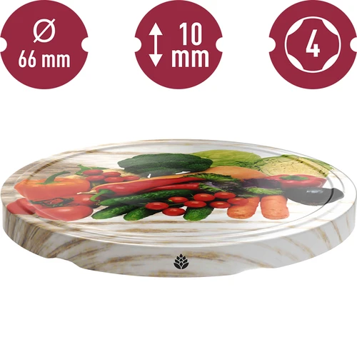 Csavaros tető Ø 66/4, zöldségek fehér alapon - 10 db - 3