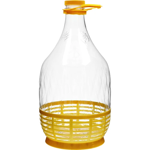 Dama 5 L PET demizson, csavaros kupakkal, fogantyúval és kosárral