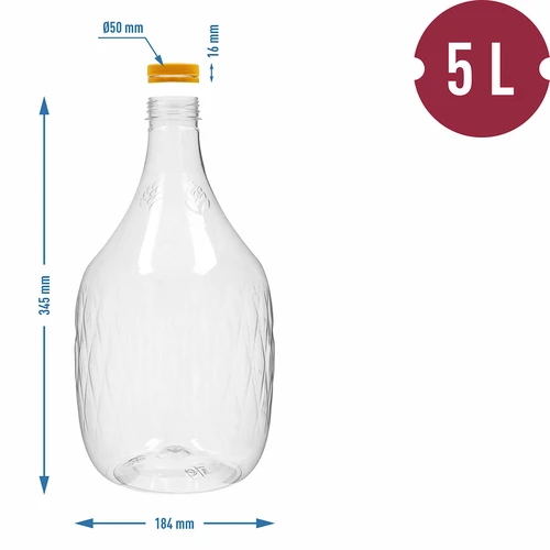 Dama demizson 5 L PET, csavaros kupakkal - 4