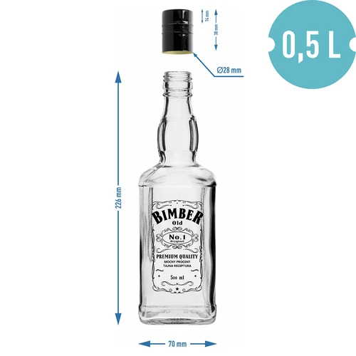 Daniels 500 ml-es palack csavarzárral, „Bimber OLD” felirattal, 1 db - 6
