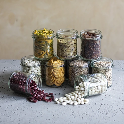 Egyenes falú 350 ml-es befőttesüveg (fi 82) bordó csavaros tetővel 6 db. - 6