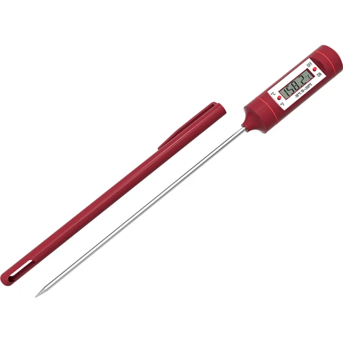 Elektronikus konyhai hőmérő, LCD kijelzővel (-20 °C-tól +250 °C-ig), piros