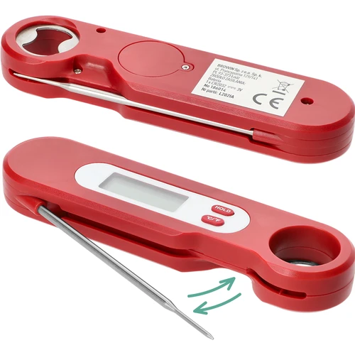 Elektronikus konyhai hőmérő összecsukható szondával (-50/+300℃), piros - 4