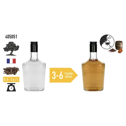 Erősen pörkölt tölgyfaforgács alkoholok aromásításához (whisky, bourbon, brandy, konyak, sör), 50 g - 6