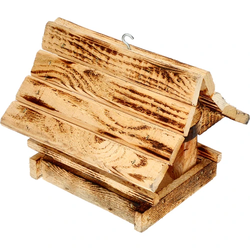 Fa madáretető, lánggal égetett, hegyvidéki stílusú házikó - 3