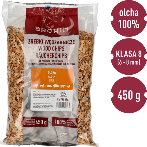 Faforgács füstöléshez/grillezéshez, éger, 450 g, 8-as osztály - 3