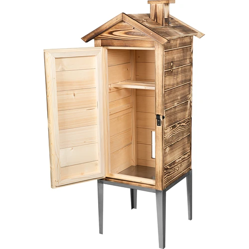 Fatüzelésű füstölőkamra – lucfenyőből, 200 L, rozsdamentes acél állvánnyal - 2