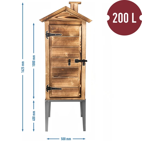 Fatüzelésű füstölőkamra – lucfenyőből, 200 L, rozsdamentes acél állvánnyal - 5
