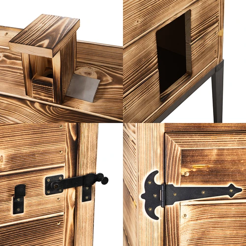 Fatüzelésű füstölőkamra – lucfenyőből, 200 L, rozsdamentes talppal - 4