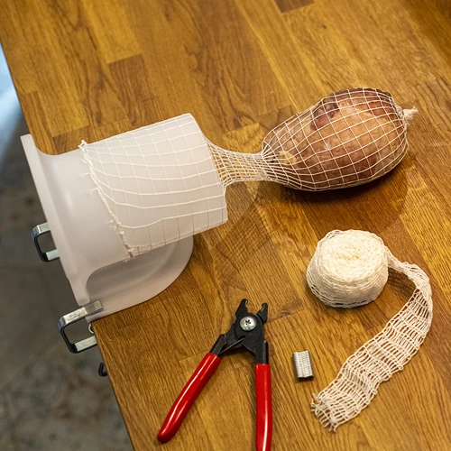 Fehér húsipari kötözőháló, 12,5 cm x 5 m, 220°C-ig hőálló - 4