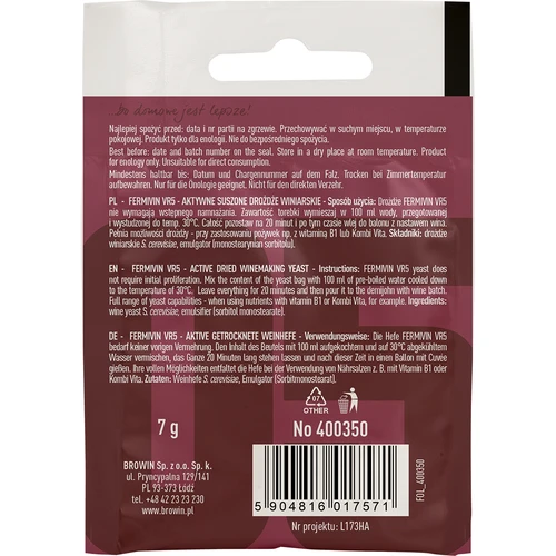 Fermivin VR5 borélesztő, 7 g - 2