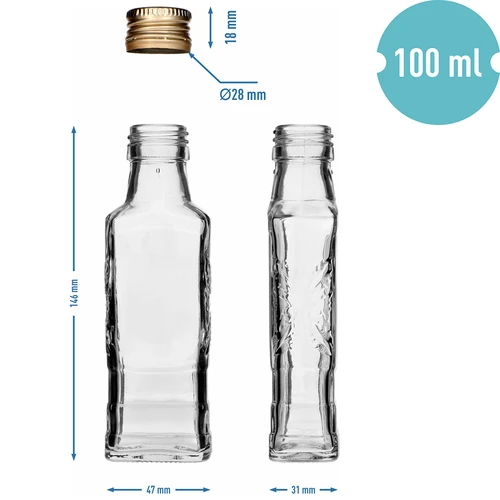 Flora palack 100 ml, fi28-as csavaros kupakkal, 8 db - 7
