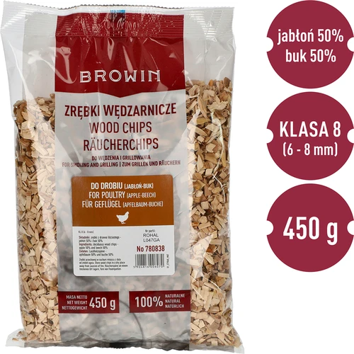 Füstöléshez/grillezéshez való faforgács, 50% almafa + 50% bükk, 450 g, 8. osztály - 3