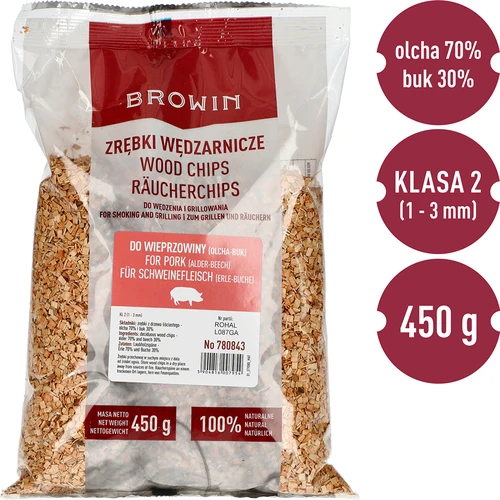 Füstöléshez/grillezéshez való faforgács, 70% éger + 30% bükk, 450 g, 2. osztály - 3