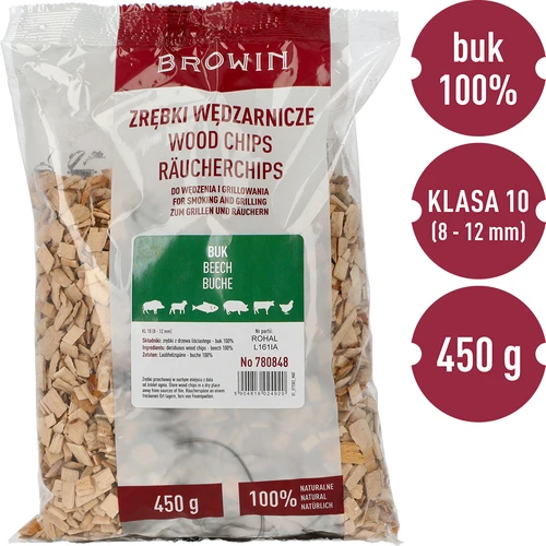 Füstölő- és grillforgács, bükk, 450 g, 10-es kaliber - 3