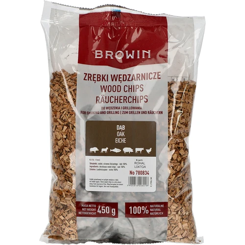 Füstölő- és grillforgács, tölgy, 450 g, 8. osztály