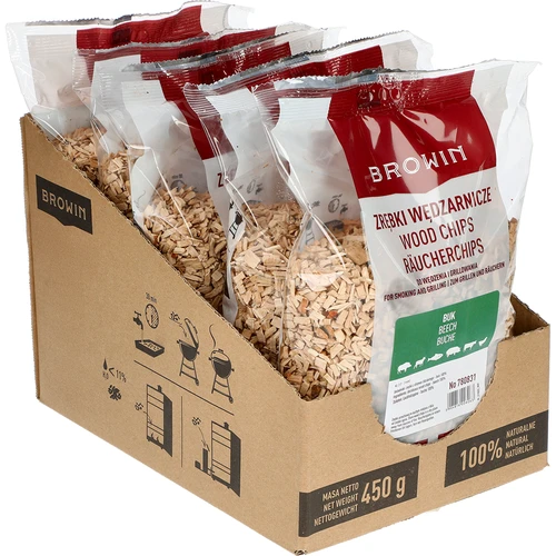 Füstölő faforgács (100% bükk), 2. osztály – 5 x 450 g  - 1 