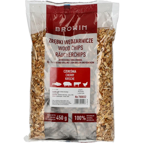 Füstölő/grillező faforgács, cseresznye, 450 g, 8. osztály