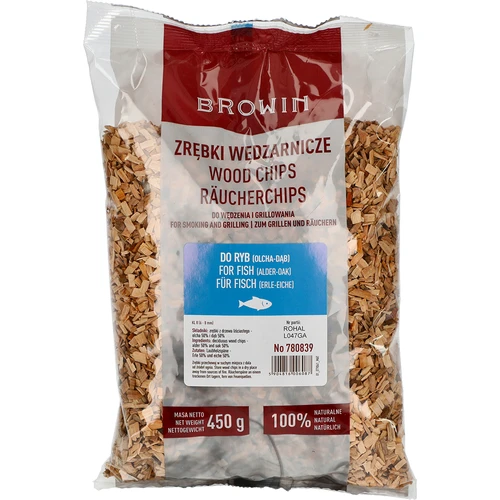 Füstölő-/grillforgács, 50% tölgy + 50% éger, 450 g, 8. osztály
