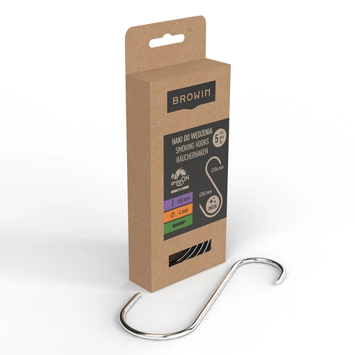 Füstölő kampók – S alakú, 45°-ban lecsapott végű, 4 mm x 150 mm, 5 db - 2