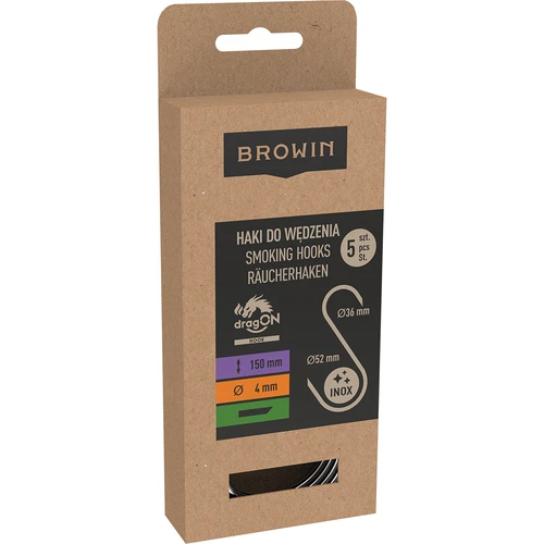 Füstölő kampók – S alakú, 45°-ban lecsapott végű, 4 mm x 150 mm, 5 db - 3