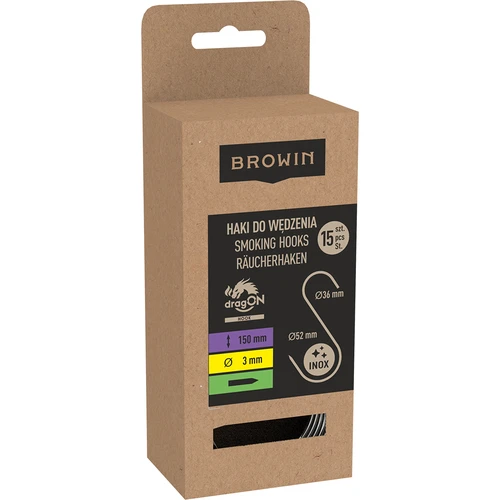 Füstölő kampók – S alakú, élezett, 3 mm x 150 mm, 15 db - 3