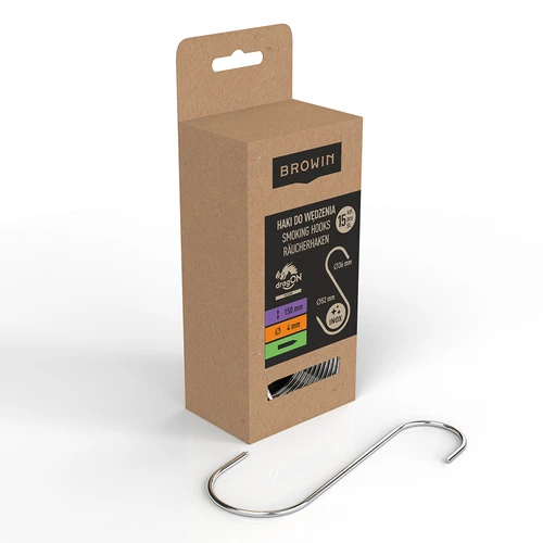 Füstölő kampók - S alakú, élezett, 4 mm x 150 mm, 15 db - 2