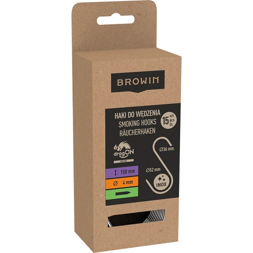 Füstölő kampók - S alakú, élezett, 4 mm x 150 mm, 15 db - 3