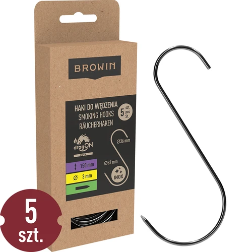 Füstölő kampók – S, kihegyezett, 3 mm × 150 mm, 5 db