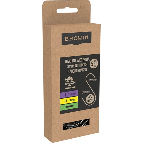 Füstölő kampók – S, kihegyezett, 3 mm × 150 mm, 5 db - 3