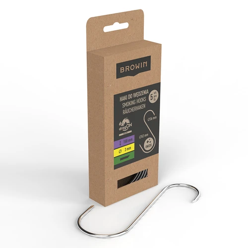 Füstölőkampók - S alakú, 45°-ban vágott, 3 mm x 150 mm, 5 db - 2