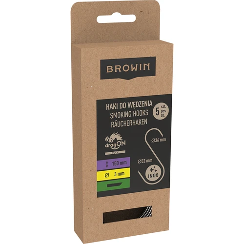 Füstölőkampók - S alakú, 45°-ban vágott, 3 mm x 150 mm, 5 db - 3