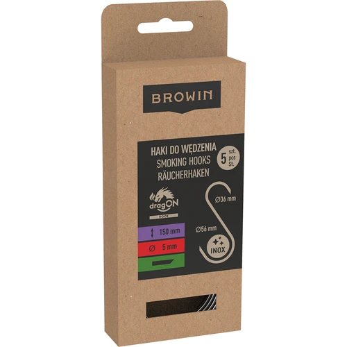 Füstölőkampók - S alakú, 45°-ban vágott, 5 mm x 150 mm, 5 db - 3