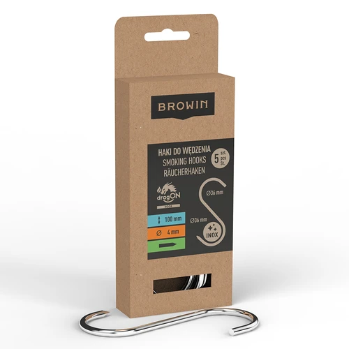 Füstölőkampók - S alakú, élezett, 4 mm x 100 mm, 5 db - 2