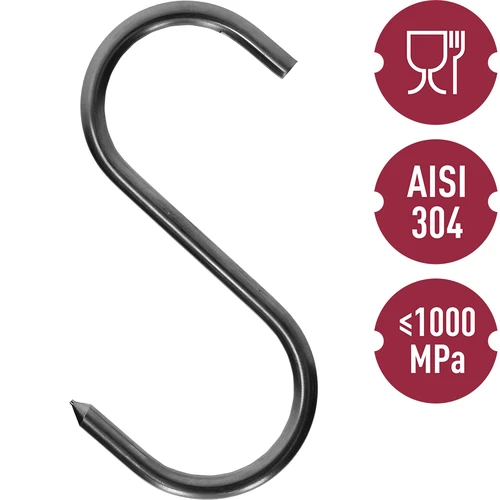 Füstölőkampók - S alakú, kihegyezett, 5 mm x 100 mm - 3