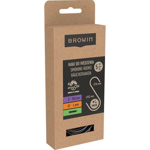 Füstölőkampók - S, élezett, 4 mm x 150 mm, 5 db - 3