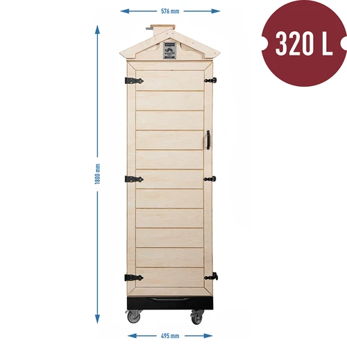 Füstölőkamra tanúsított rétegelt lemezből, keret nélküli, 320 l, kerekekkel - 4